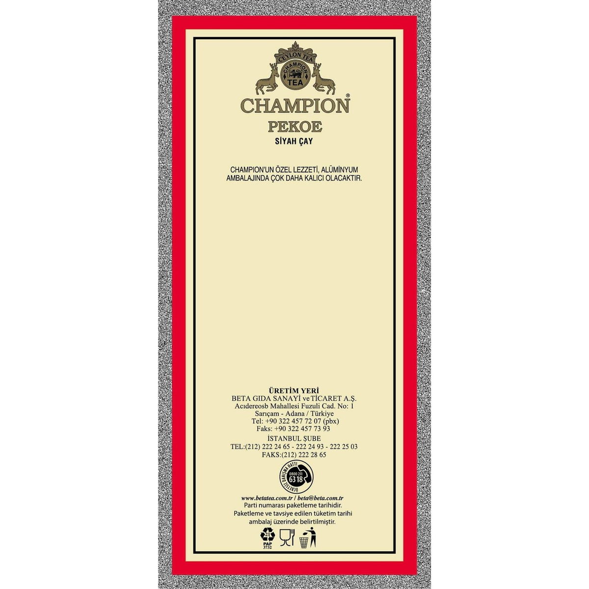 Champion PEKOE CEYLON TEA 500 g SAMPIYON SEYLAN tea - MALLTURK