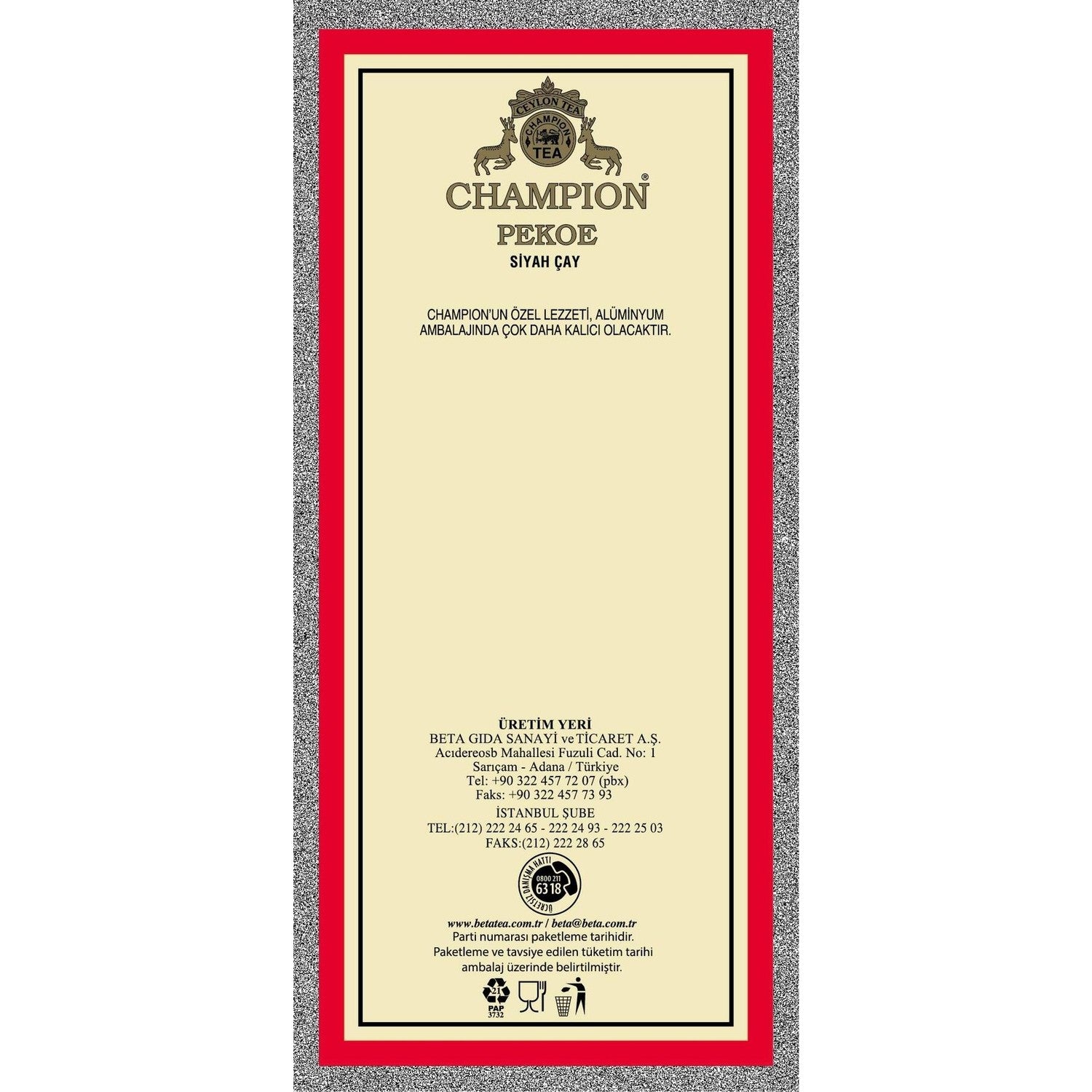 Champion PEKOE CEYLON TEA 500 g SAMPIYON SEYLAN tea - MALLTURK