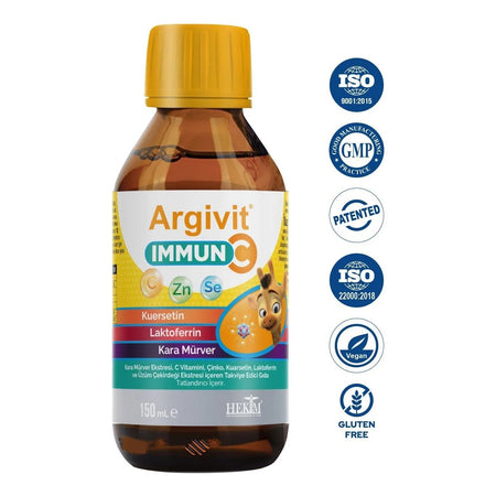 Argivit Immun C Syrup 150 ml Zinc and Vitamin with For Adults Dietary Supplement - MALLTURK