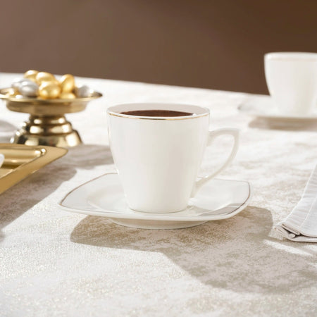 Karaca Jamie Porcelain Turkish Coffee Cup Set for 6, 90 ml - MALLTURK