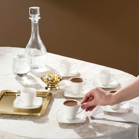 Karaca Jamie Porcelain Turkish Coffee Cup Set for 6, 90 ml - MALLTURK