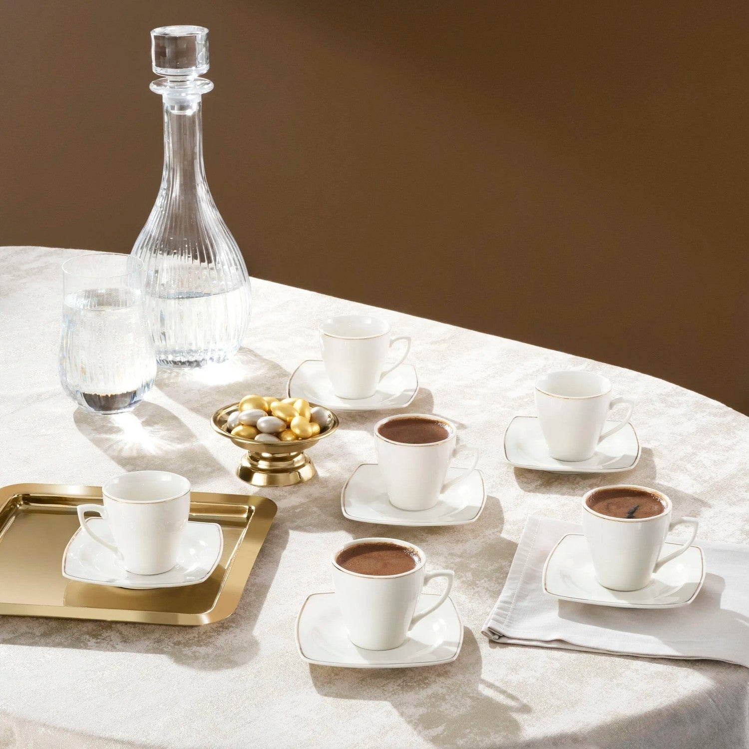 Karaca Jamie Porcelain Turkish Coffee Cup Set for 6, 90 ml - MALLTURK