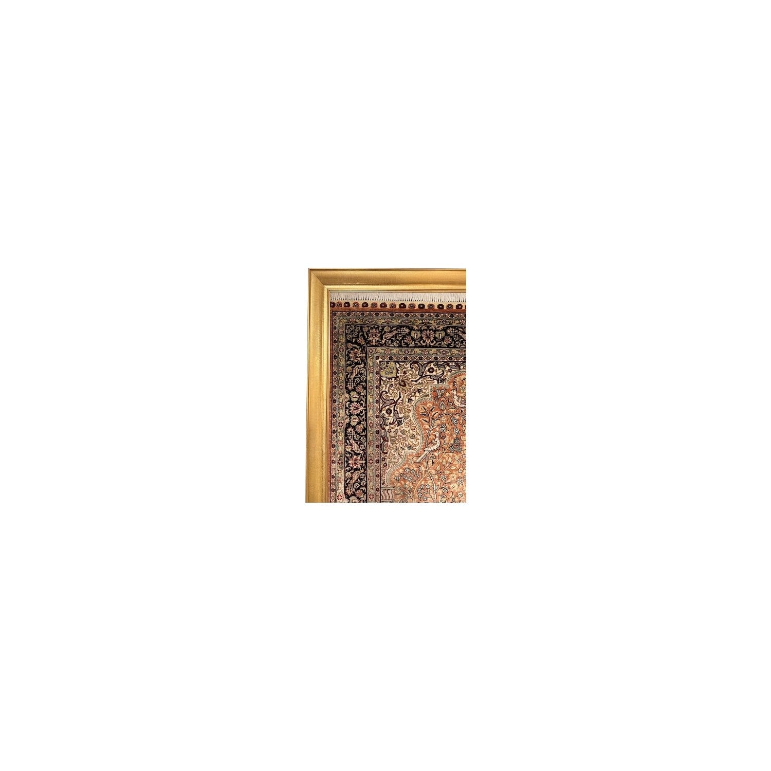 Burak Hali Hand-Woven Saf Silk Rug Collectible Tablo 78X123 Tree of Life Pattern %100 Has Silk Kiremit - MALLTURK