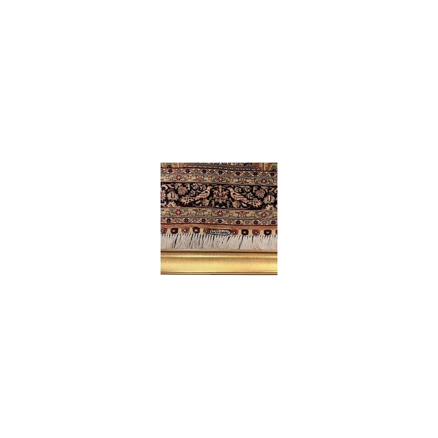 Burak Hali Hand-Woven Saf Silk Rug Collectible Tablo 78X123 Tree of Life Pattern %100 Has Silk Kiremit - MALLTURK