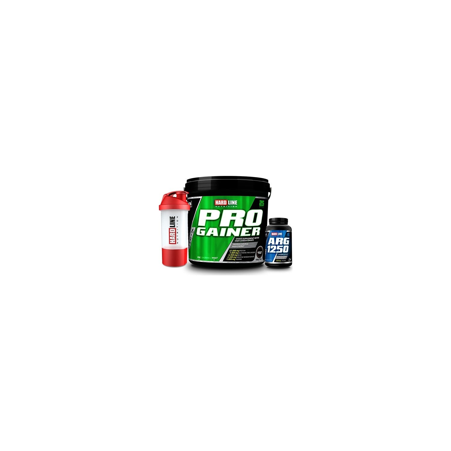 Hardline Nutrition 5000 gr Progainer Chocolate + 120 Capsules ARG 1250 Amino Acid Supplement and Shaker - MALLTURK