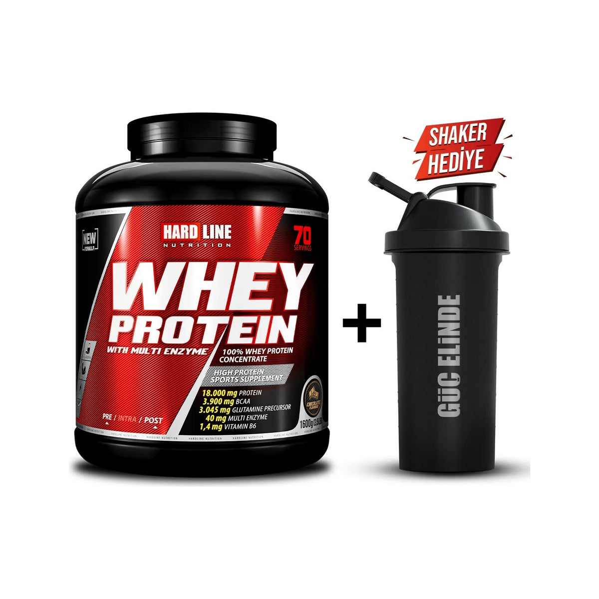 Hardline Nutrition Whey Protein Powder 1600g Chocolate Flavored - Special Formula for Muscle Development - MALLTURK