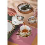 Kütahya Porselen Bone Luna 4-Piece Teapot and Tea Cup Set