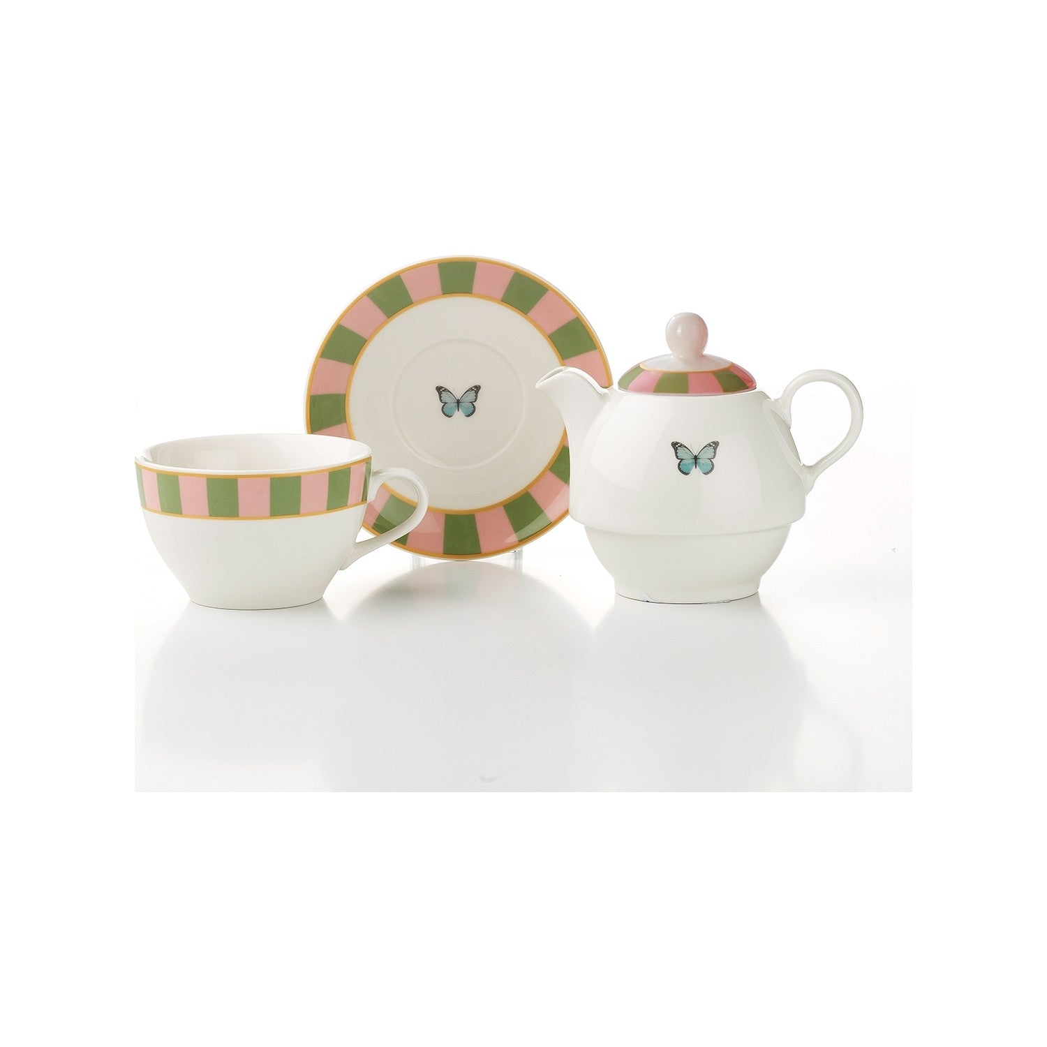 Kütahya Porselen Bone Luna 4-Piece Teapot and Tea Cup Set