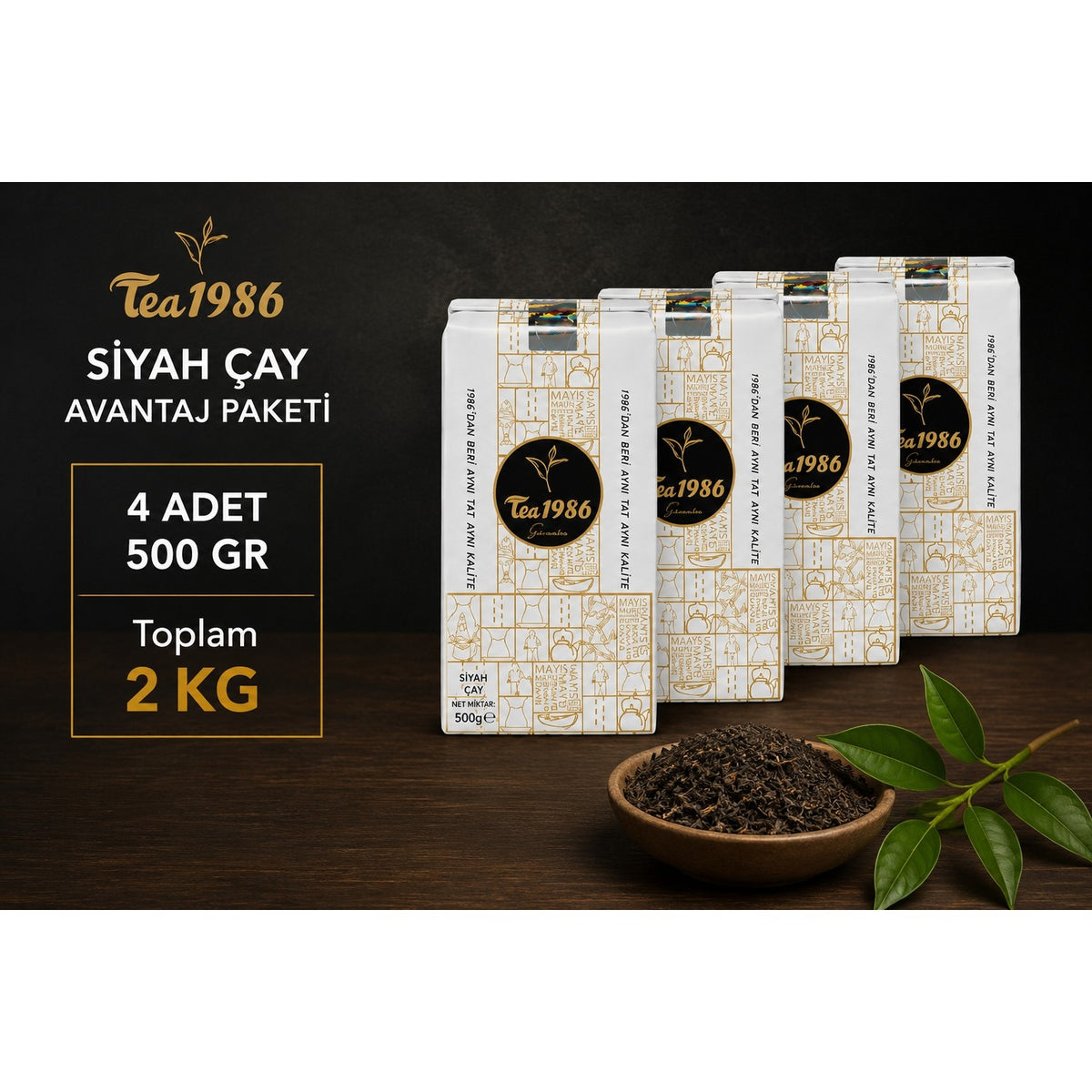 TEA 1986 black tea 500 g x 4 pieces Avantaj Paketi - MALLTURK