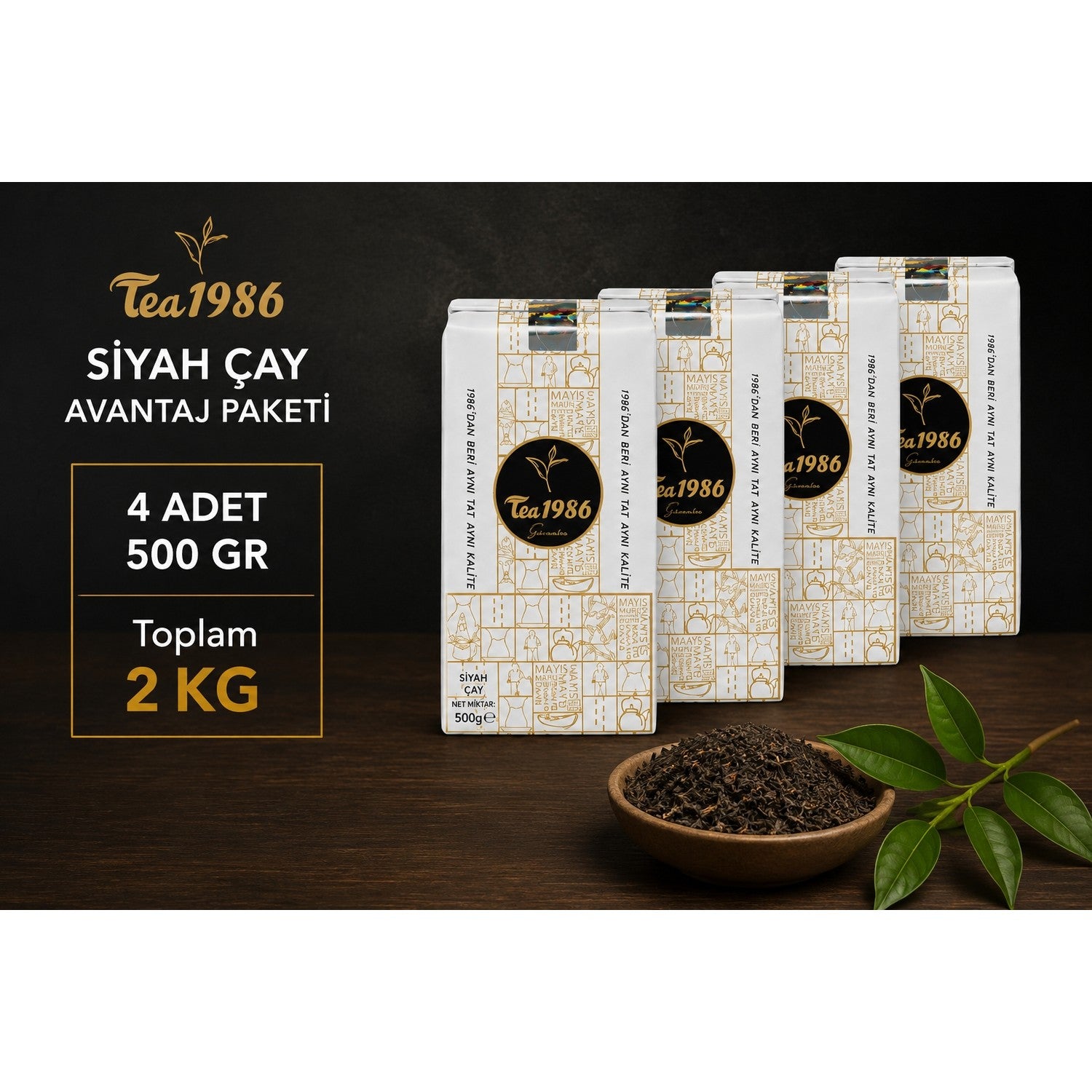 TEA 1986 black tea 500 g x 4 pieces Avantaj Paketi - MALLTURK
