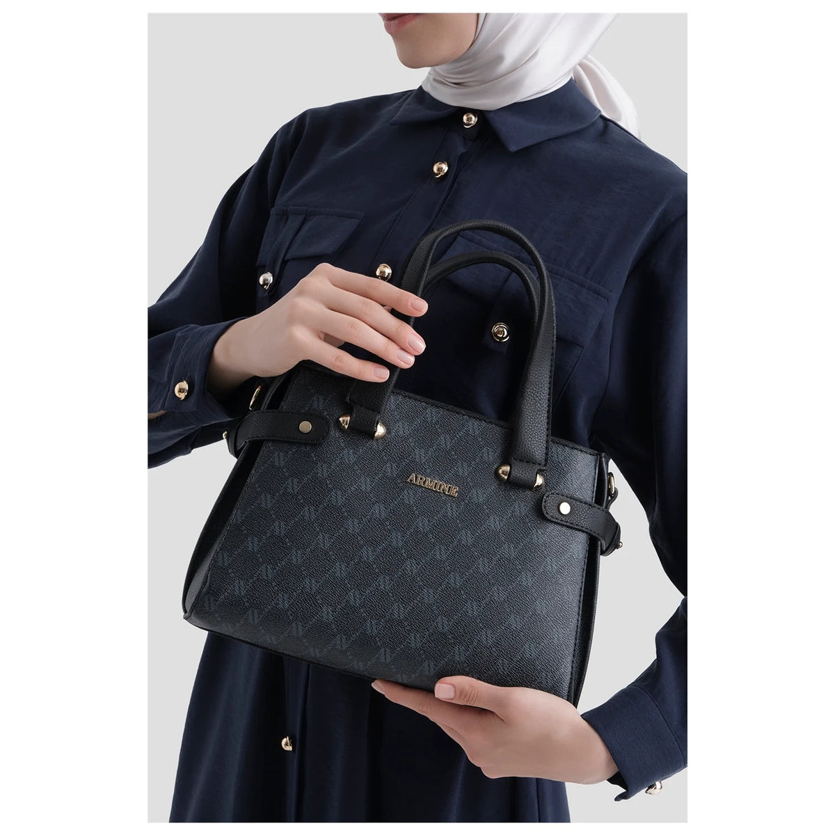 Armine Polka Dot Bag Black Chic Women's Bag - MALLTURK