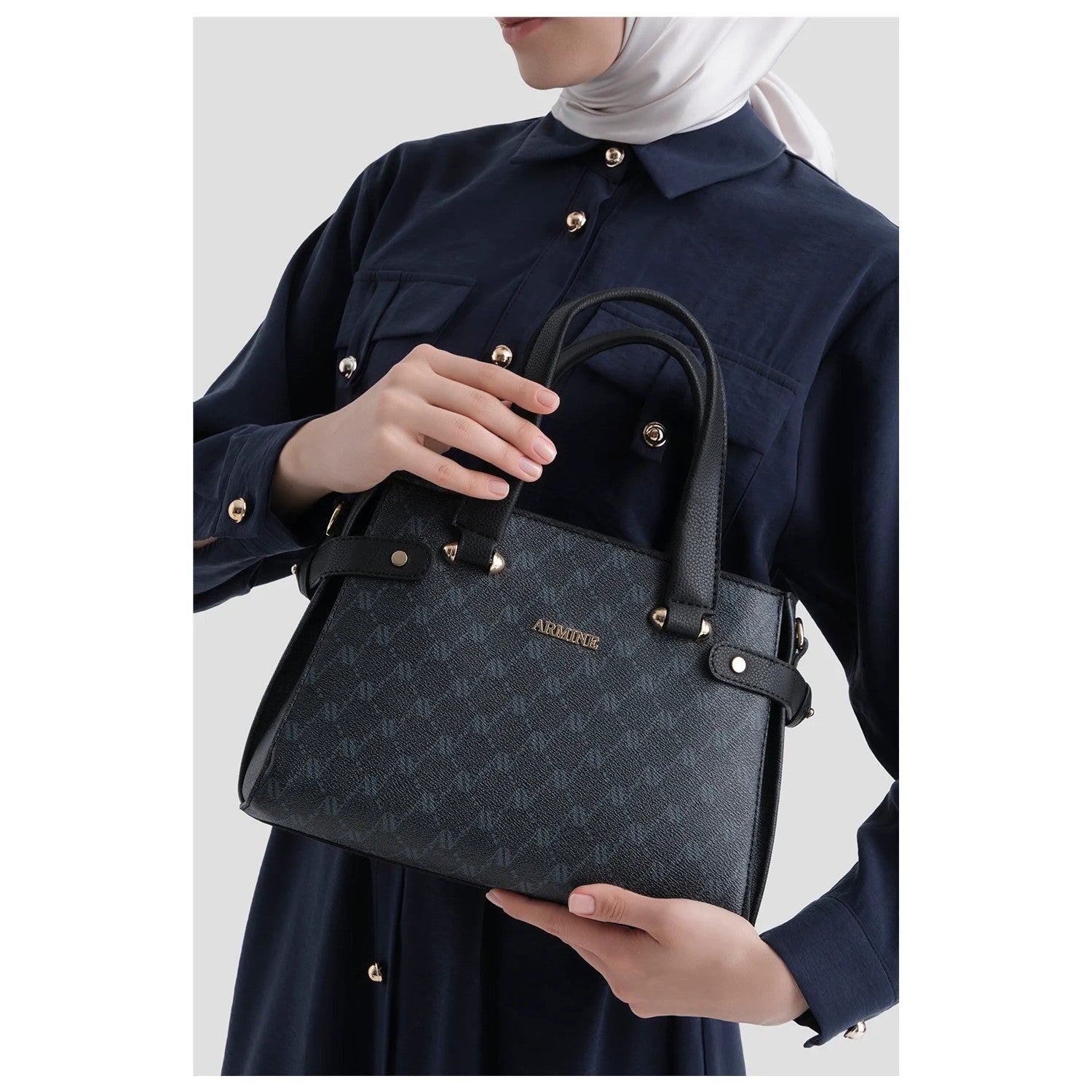 Armine Polka Dot Bag Black Chic Women's Bag - MALLTURK