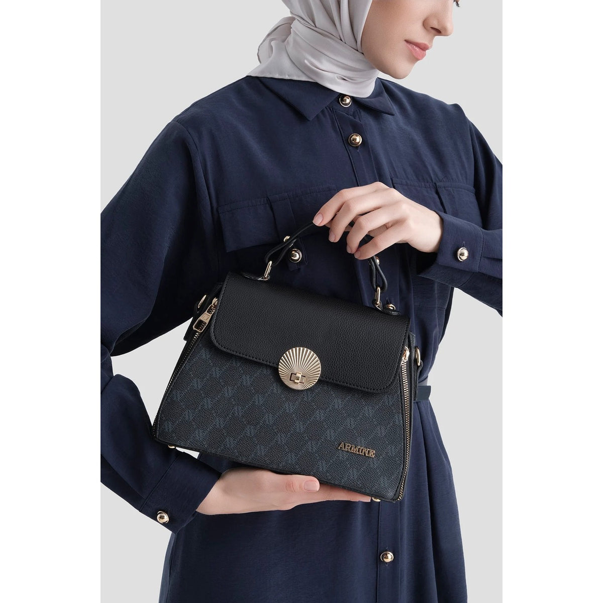 Armine Polka Dot Bag Black Chic Women's Bag - MALLTURK
