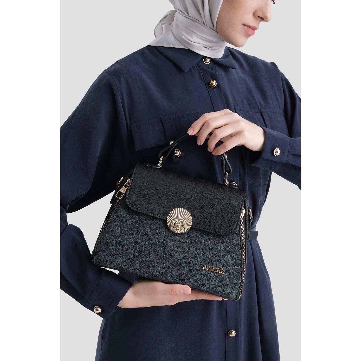 Armine Polka Dot Bag Black Chic Women's Bag - MALLTURK