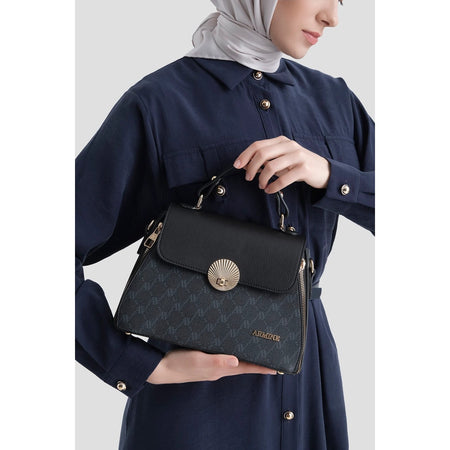 Armine Polka Dot Bag Black Chic Women's Bag - MALLTURK