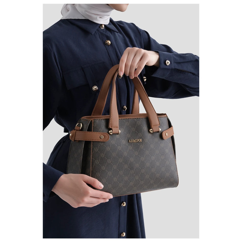 Armine Polka Dot Bag Coffee Women's Bag Edition - MALLTURK