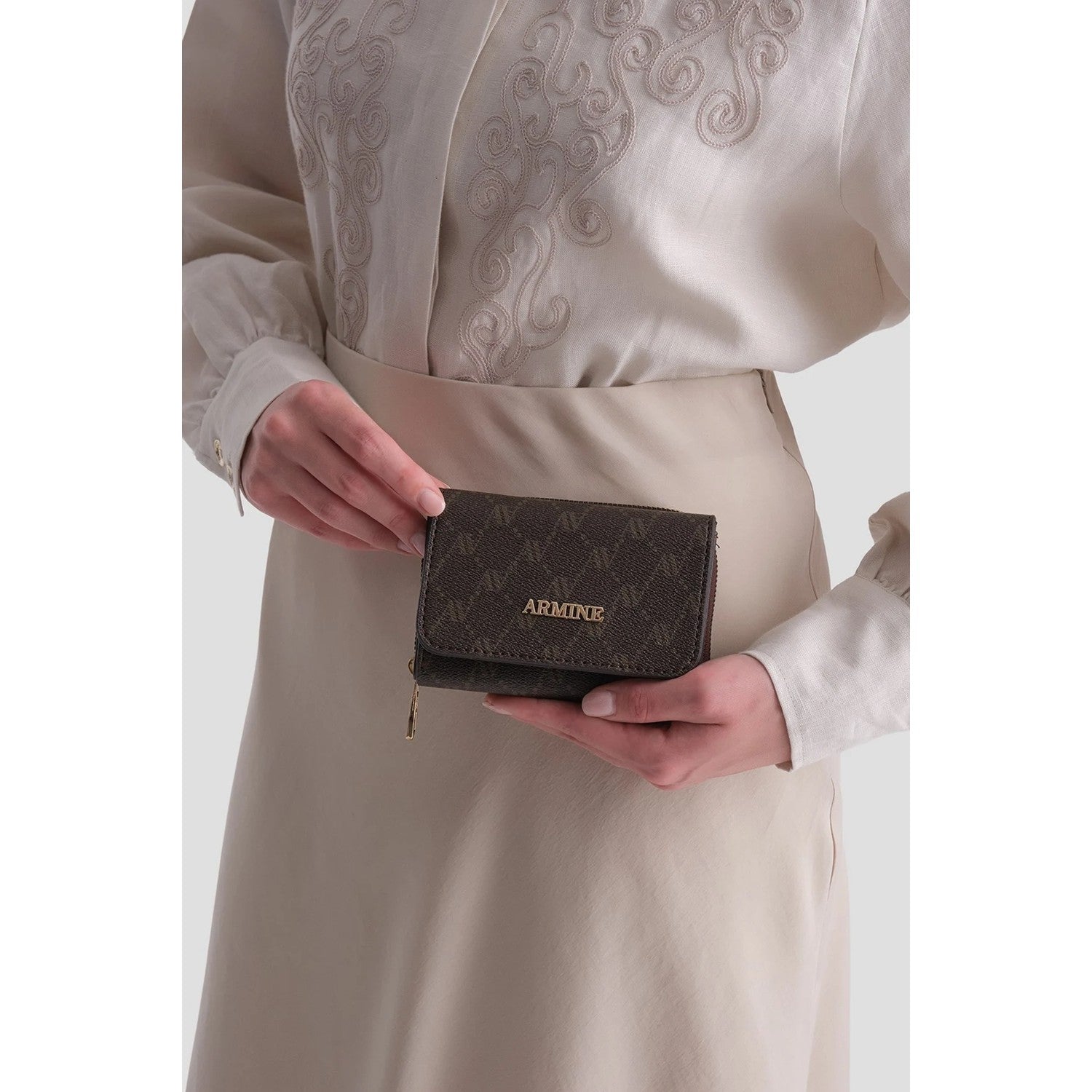 Armine Dotted Wallet Coffee, Style Fashion - MALLTURK