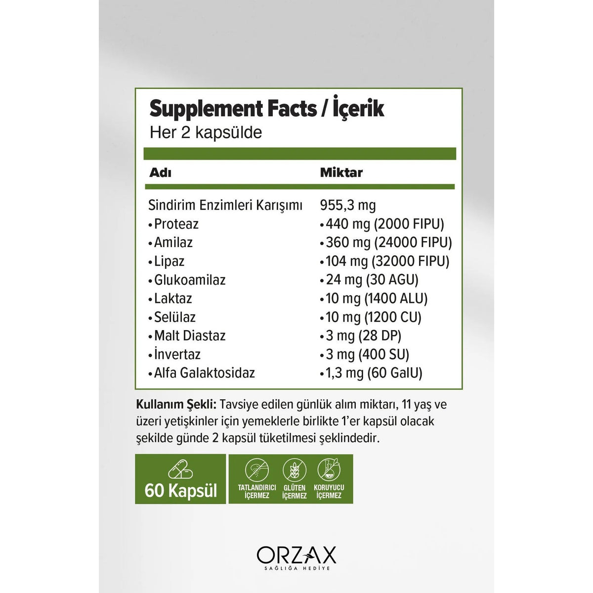 Orzax Ocean Enzymes Pancron 60 Capsule Sindirim Support Icin Ozel Formul Turkey Origin - MALLTURK