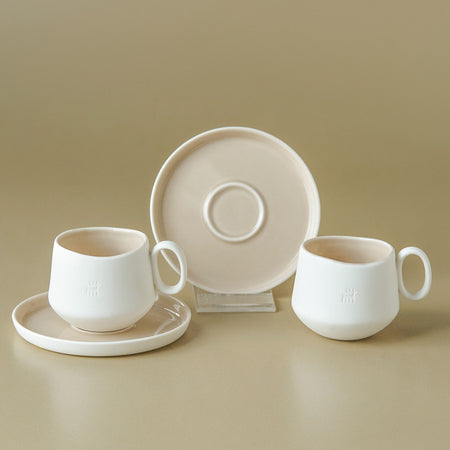 Karaca Solenne Cream Turkish Coffee Cup Set for 2, 80 ml - MALLTURK
