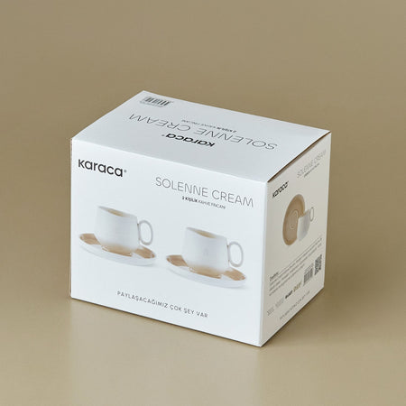 Karaca Solenne Cream Turkish Coffee Cup Set for 2, 80 ml - MALLTURK