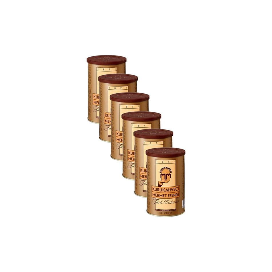 Kurukahveci Mehmet Efendi 250 gr Tin Can Set of 6 - Turkish Coffee with intense Aroma, Made in Turkey - MALLTURK