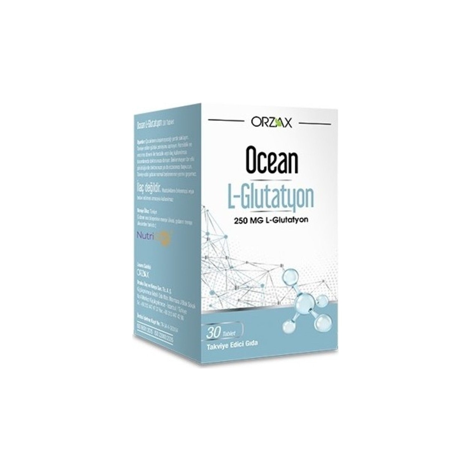 Orzax Ocean L-Glutatyon 250 mg 30 Tablet Dogal with Immune Support Destekli Dietary Supplement - MALLTURK