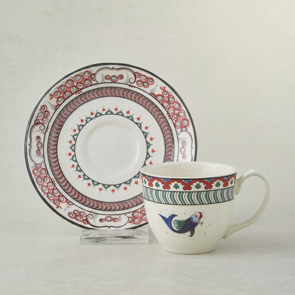 Karaca Iznik Series Fish Turkish Coffee Cup Set 90 ml