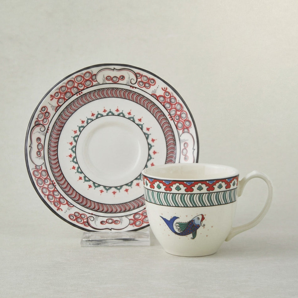 Karaca Iznik Series Fish Turkish Coffee Cup Set 90 ml - MALLTURK