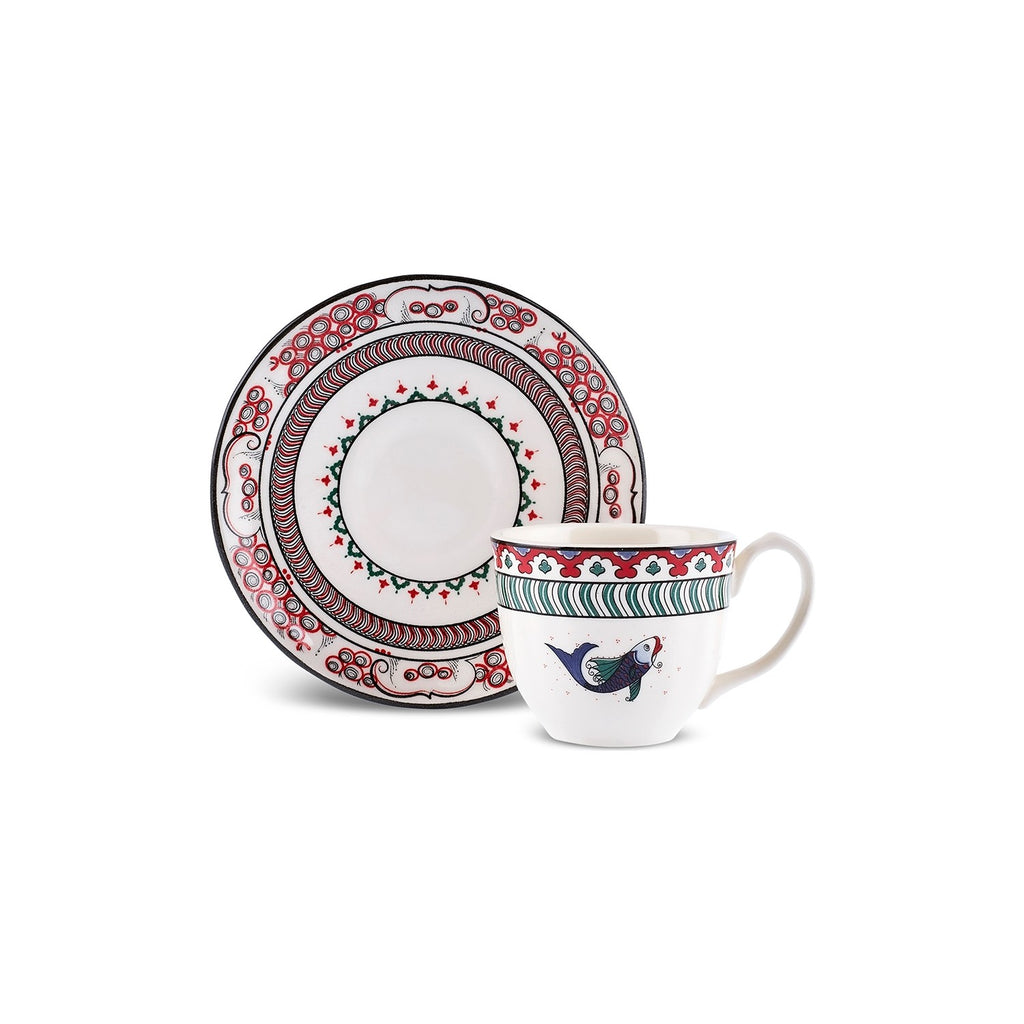 Karaca Iznik Series Fish Turkish Coffee Cup Set 90 ml