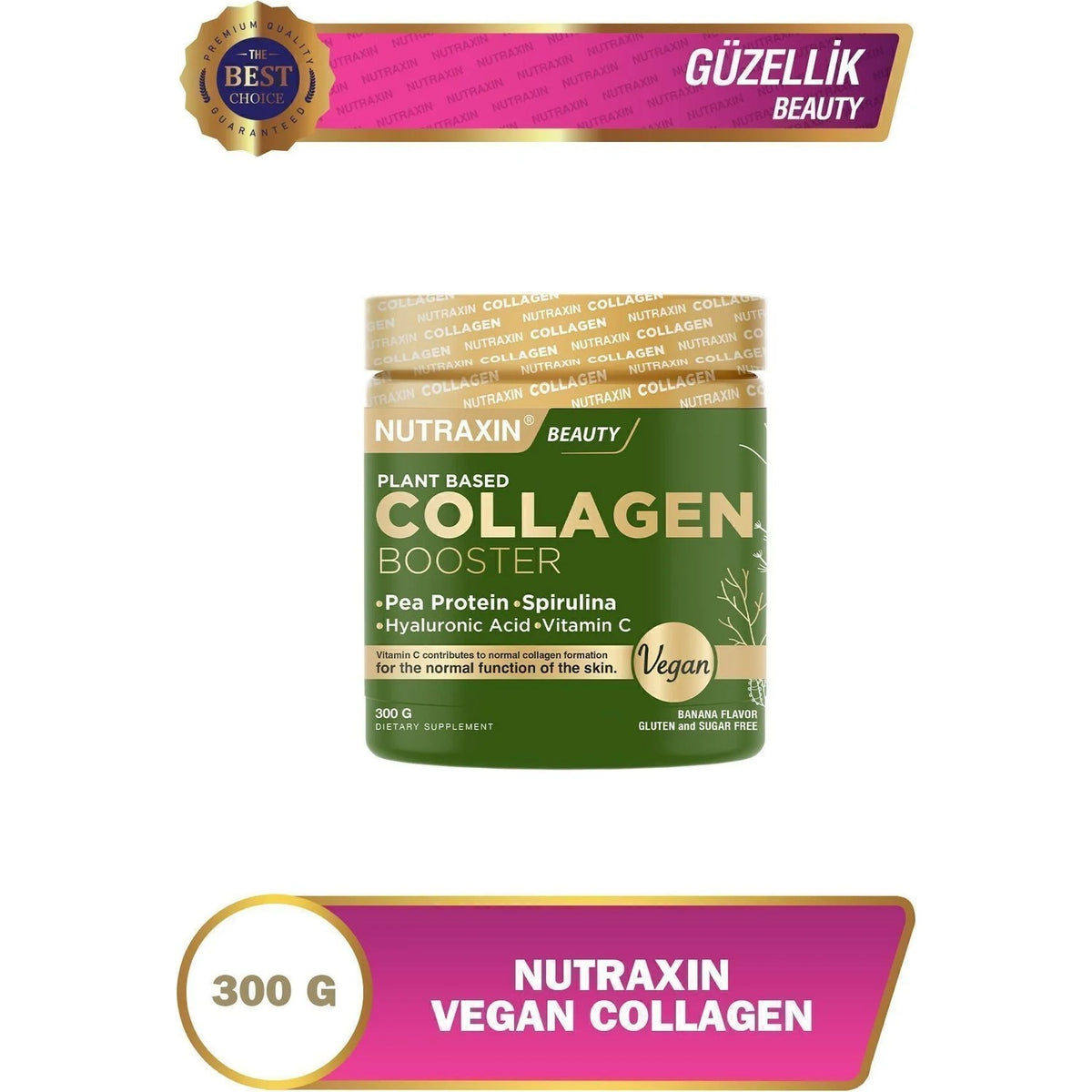 Nutraxin Vegan Collagen Booster 300 g Turkey Origin Powder with Skin Health Support - MALLTURK