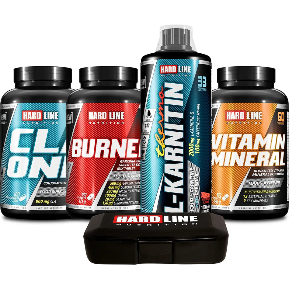 Hardline Nutrition Hardline Form 4 L-Carnitine Thermo + CLA One + Vitamin Mineral + Burner Combination - MALLTURK