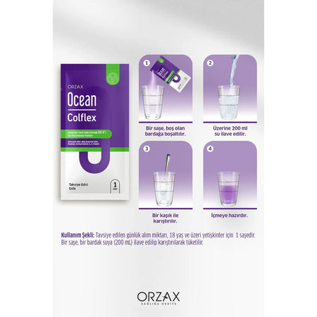 Orzax Ocean Colflex 30 Sachet Unflavored Dietary Supplement Turkey Origin Ingredient Information 850081345053 - MALLTURK