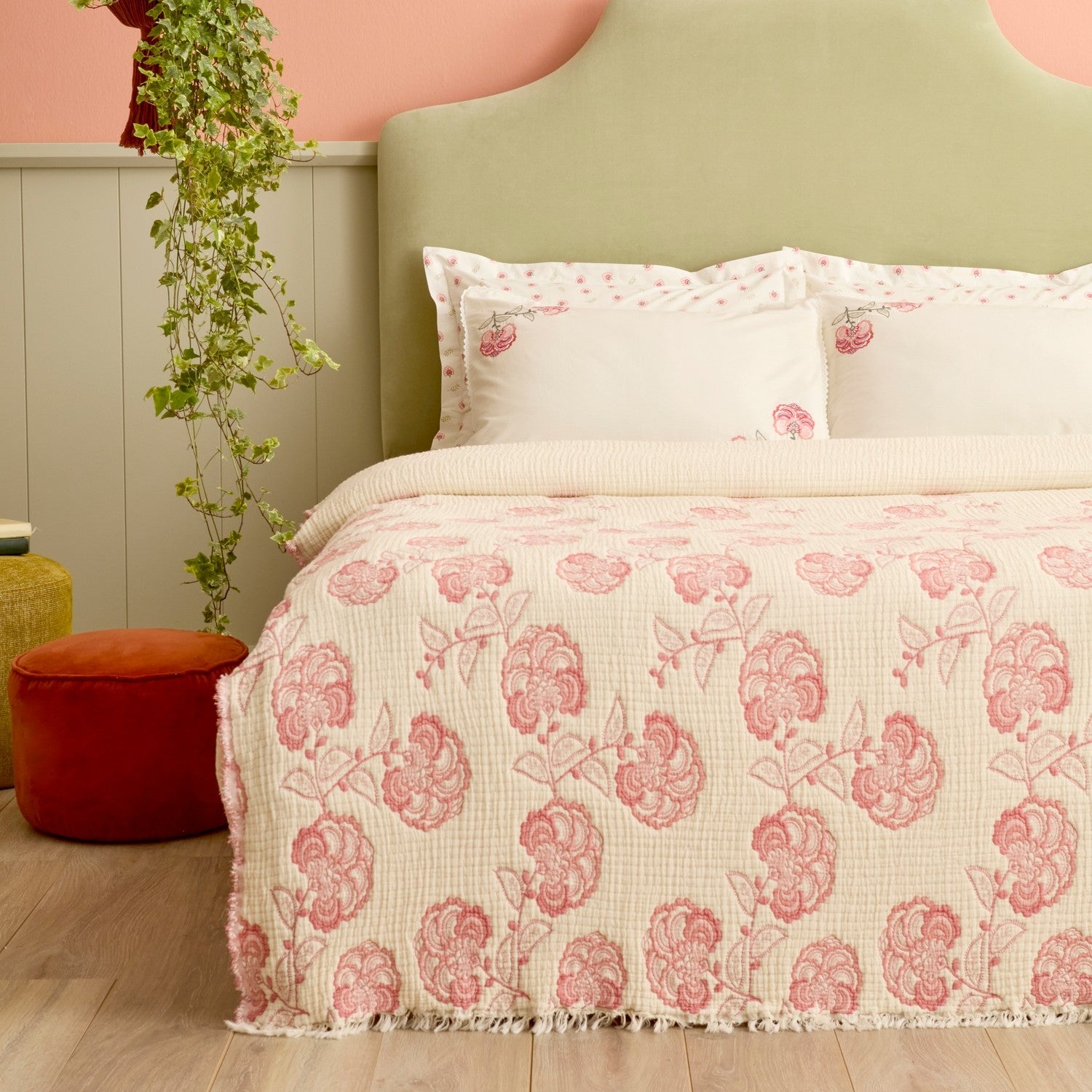 Karaca Home Lioren 100% Cotton Nish Set Double Bed Quilted Bedding Set Multicolour - MALLTURK