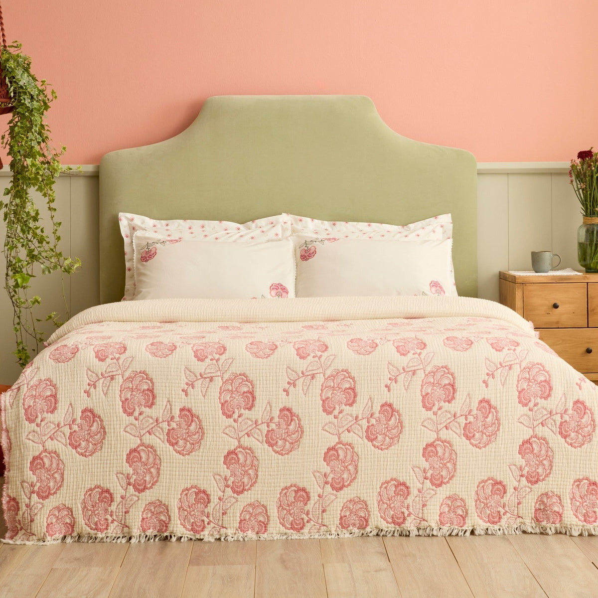 Karaca Home Lioren 100% Cotton Nish Set Double Bed Quilted Bedding Set Multicolour - MALLTURK