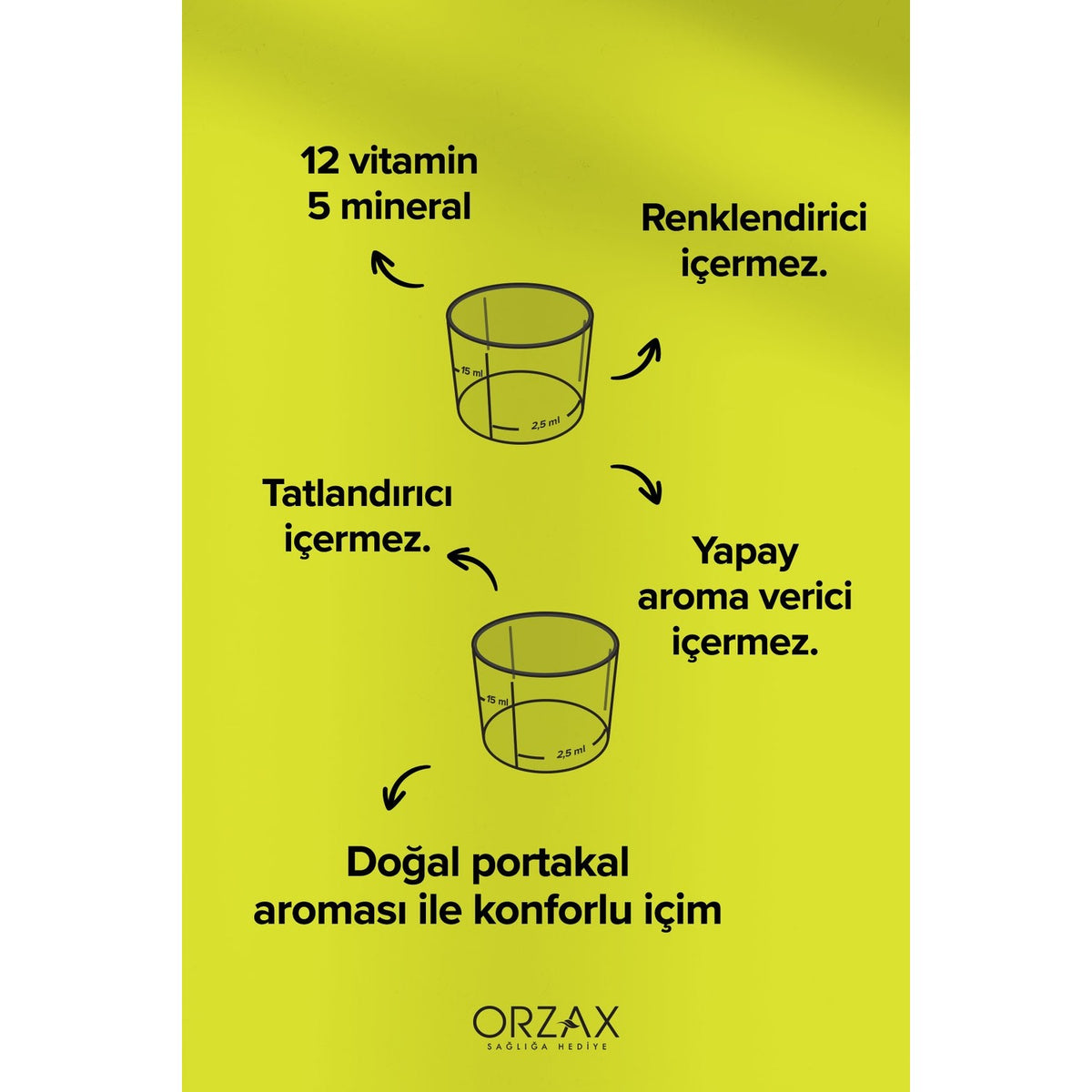 Orzax Ocean Vitamin Mineral 150 ml Orange Flavor Multivitamin Supplement 13 Vitamin and 5 Mineral Icerir - MALLTURK