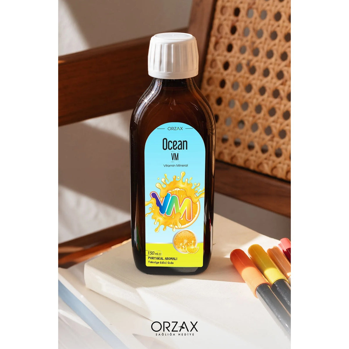 Orzax Ocean Vitamin Mineral 150 ml Orange Flavor Multivitamin Supplement 13 Vitamin and 5 Mineral Icerir - MALLTURK