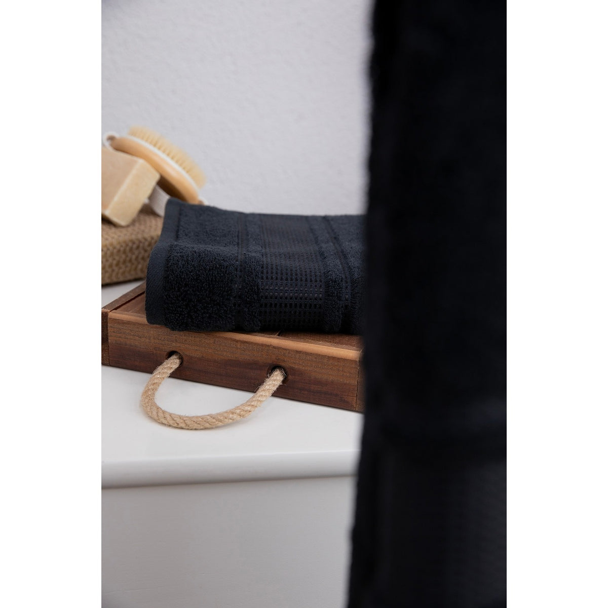 Ozdilek Colourist Hand and Face Towel 50x90 cm - Black - MALLTURK