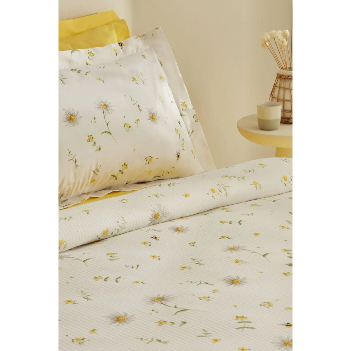Karaca Home Emma Single Pike Set, 100% Cotton, Yellow Patterned, 3 Pieces - MALLTURK