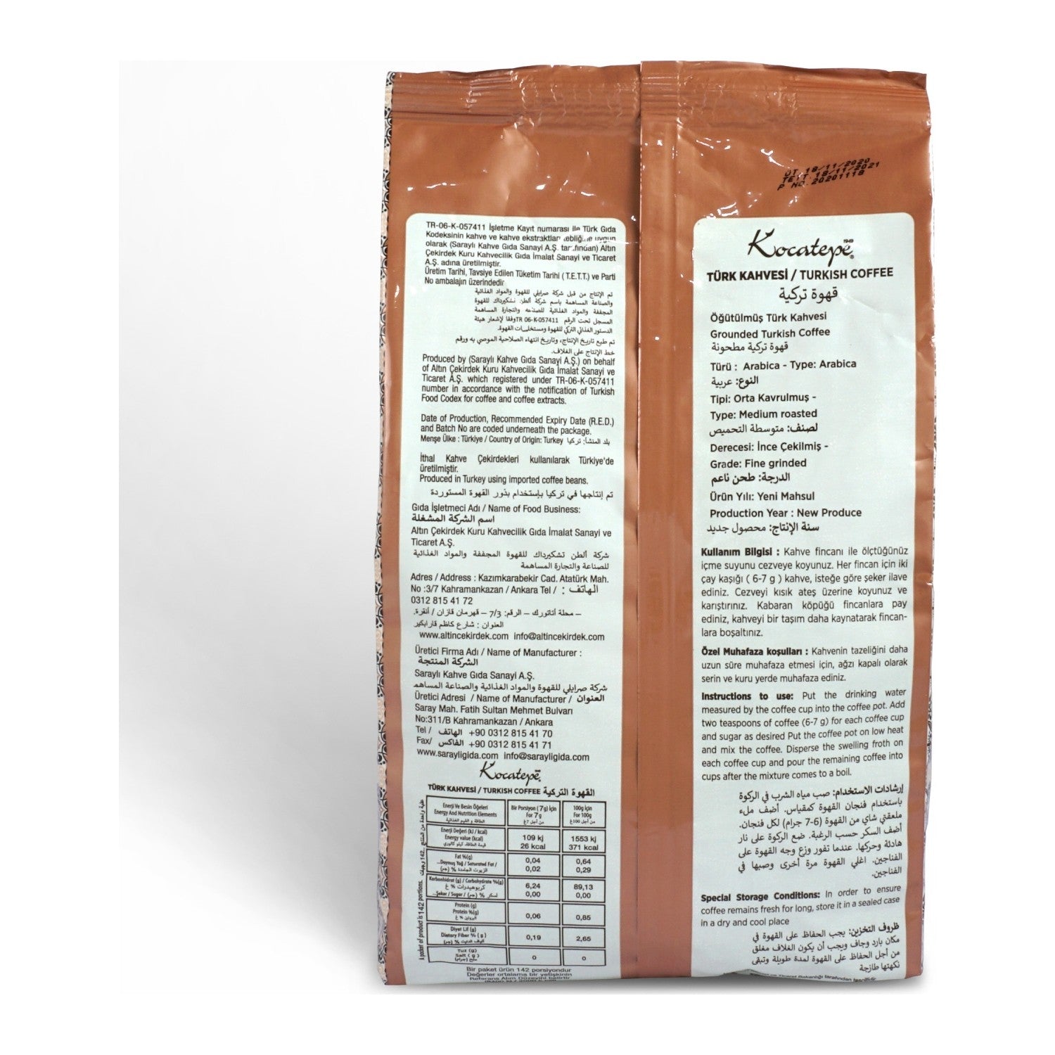 Kocatepe Coffee - Kocatepe 1 kg Turkish Coffee, Foil Pack of 2, Freshly Ground Arabica Beans, Origin: Turkiye - MALLTURK