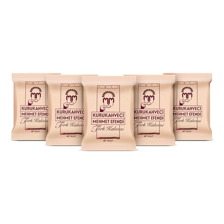 Kurukahveci Mehmet Efendi - Mehmet Efendi 100 gr x 5 Packs - Ground Coffee, Caffeinated, Origin: Turkiye, intense Aroma - MALLTURK