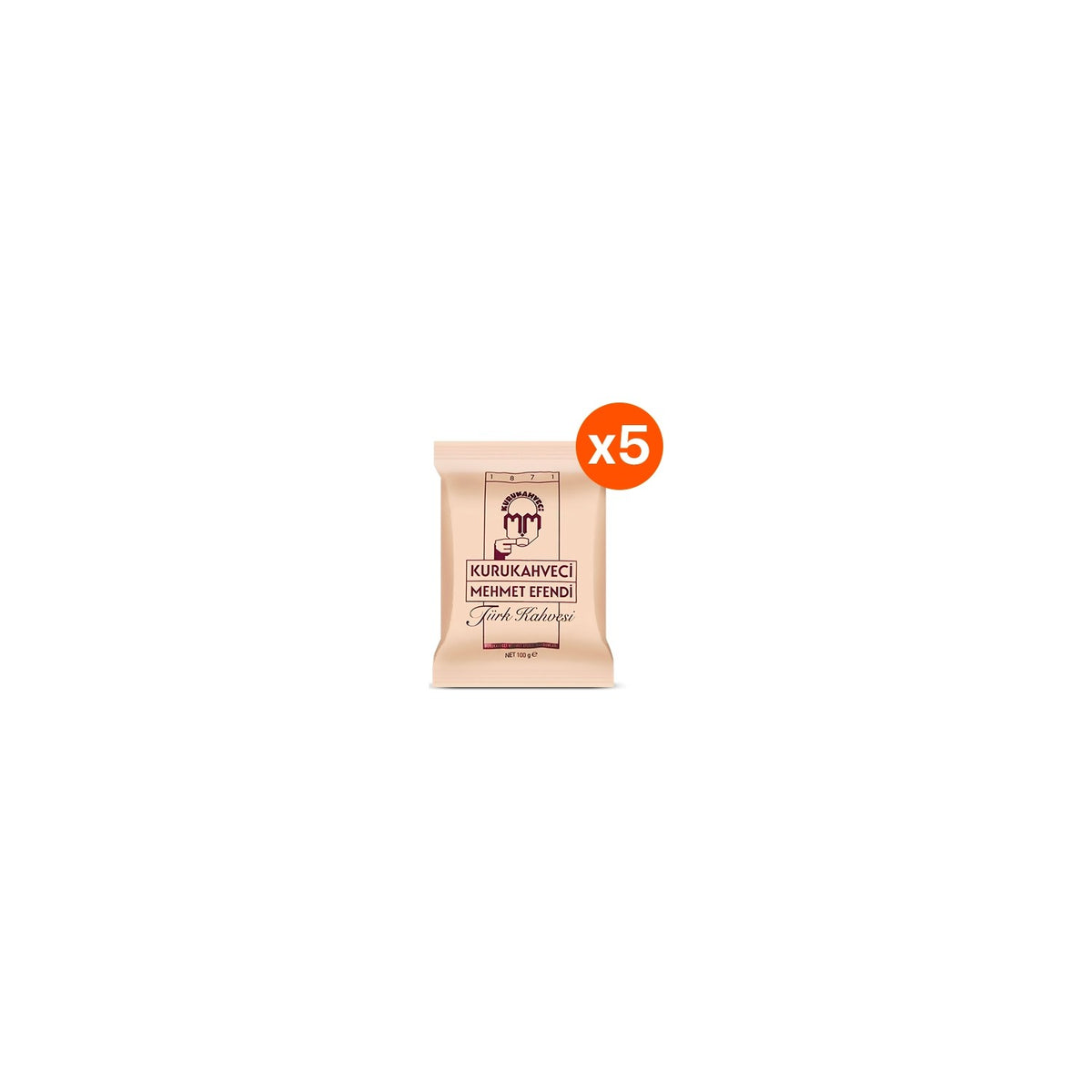 Kurukahveci Mehmet Efendi - Mehmet Efendi 100 gr x 5 Packs - Ground Coffee, Caffeinated, Origin: Turkiye, intense Aroma - MALLTURK