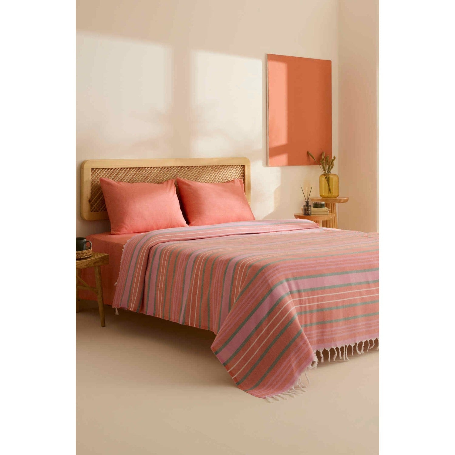 Karaca Home Lynora Double Bedspread and Quilt Set Orange - MALLTURK