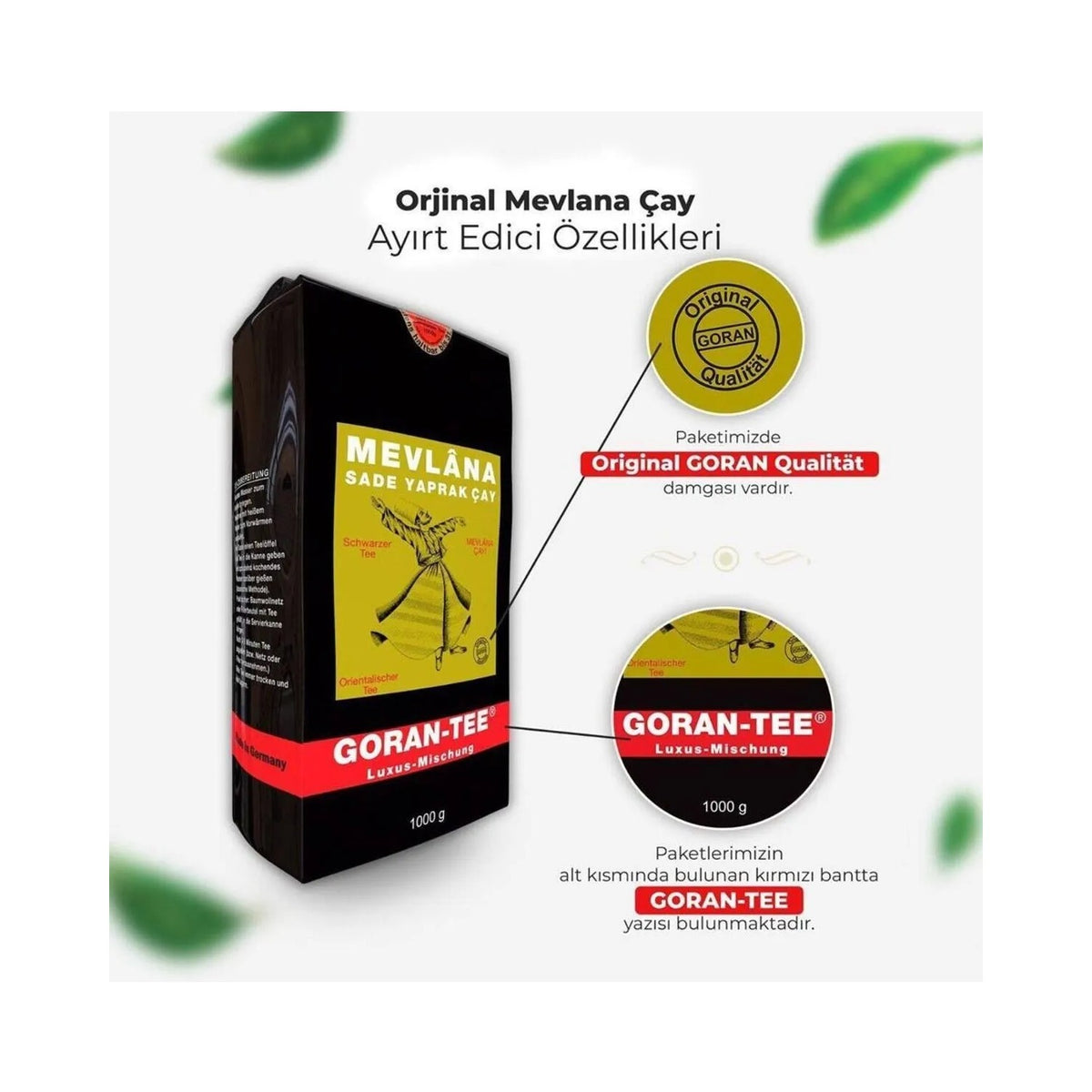Mevlana tea 1000 G black tea Goran Tee quality Sri Lanka Menseli plain leaf tea - MALLTURK