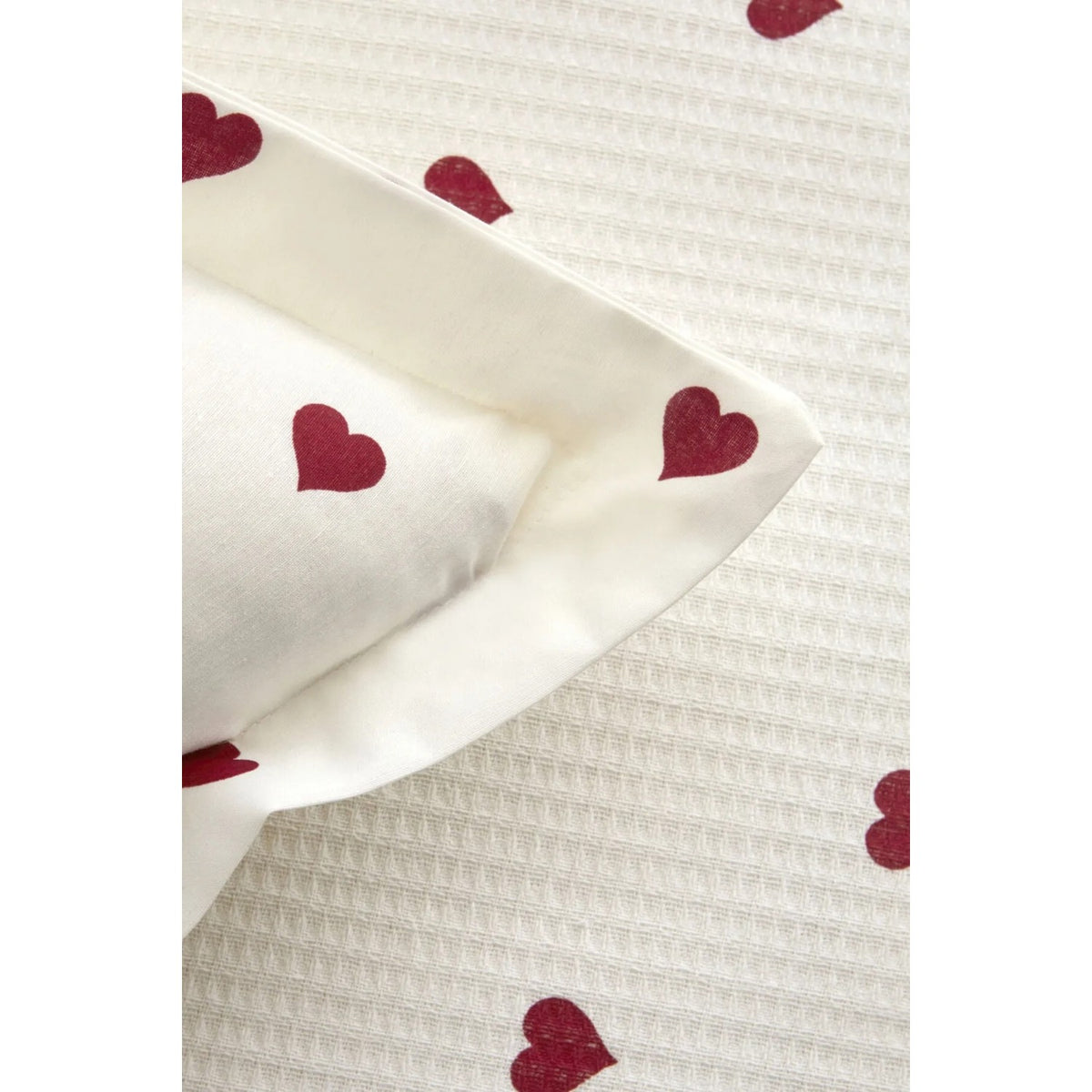 Karaca Home Amour Heart Pattern Single Duvet Cover Set Red - MALLTURK