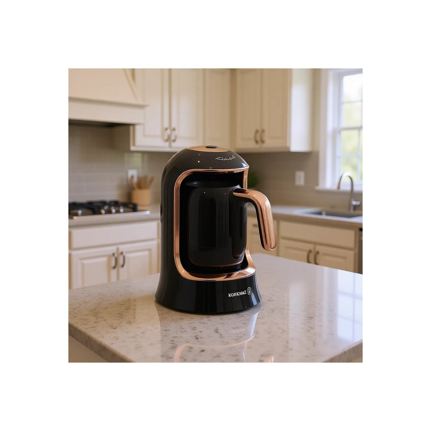 Korkmaz Kahvekolik Deluxe A860-09 Automatic Coffee Maker, Black and Rose Gold - MALLTURK