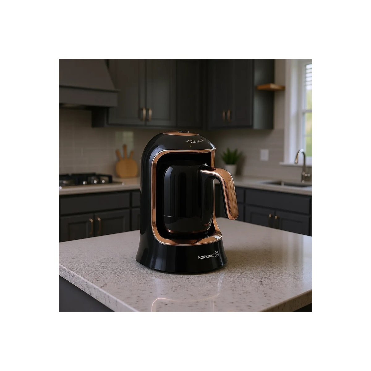 Korkmaz Kahvekolik Deluxe A860-09 Automatic Coffee Maker, Black and Rose Gold - MALLTURK