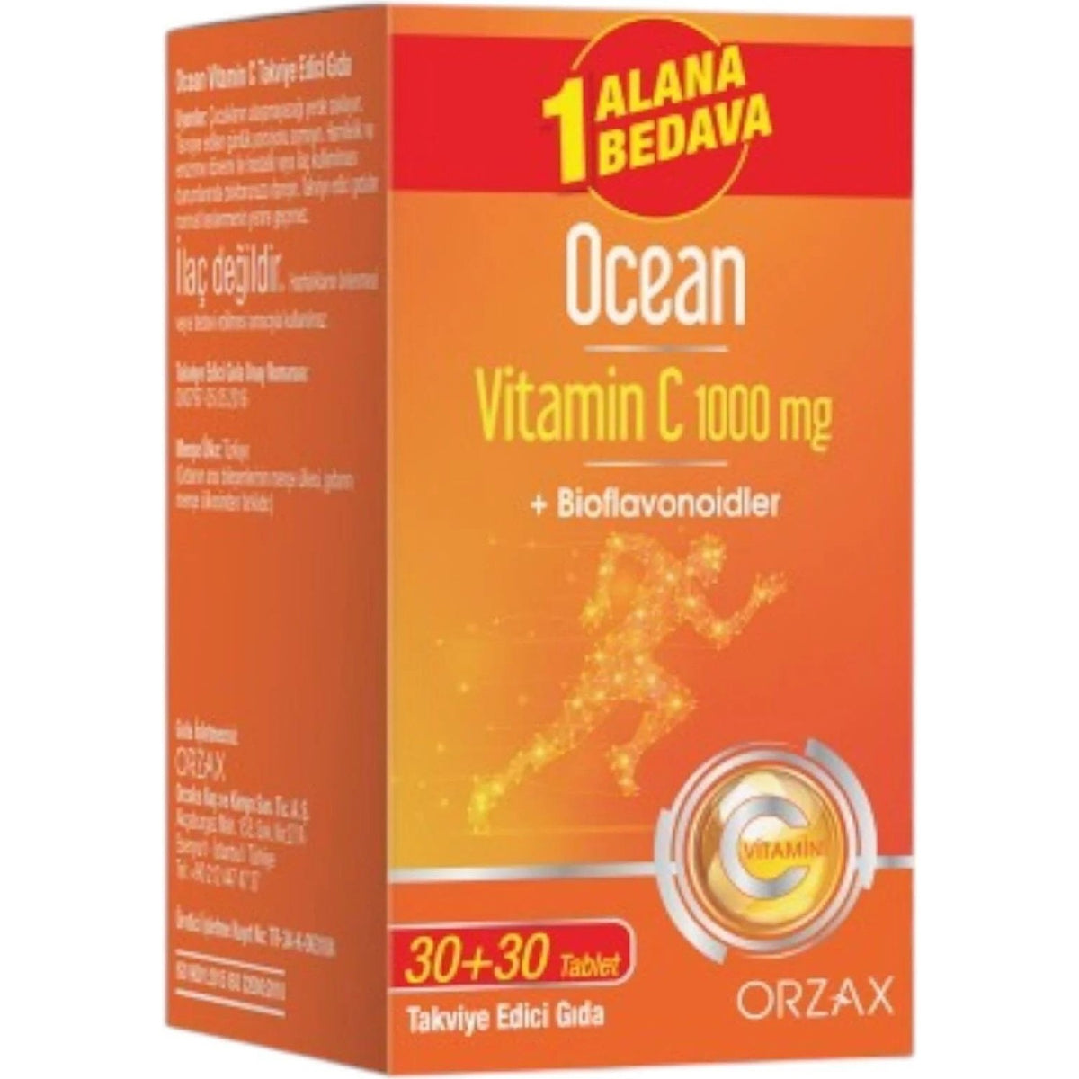 Orzax Ocean Vitamin C 1000 mg 30+30 Tablet 1 Alana 1 Bedava - MALLTURK