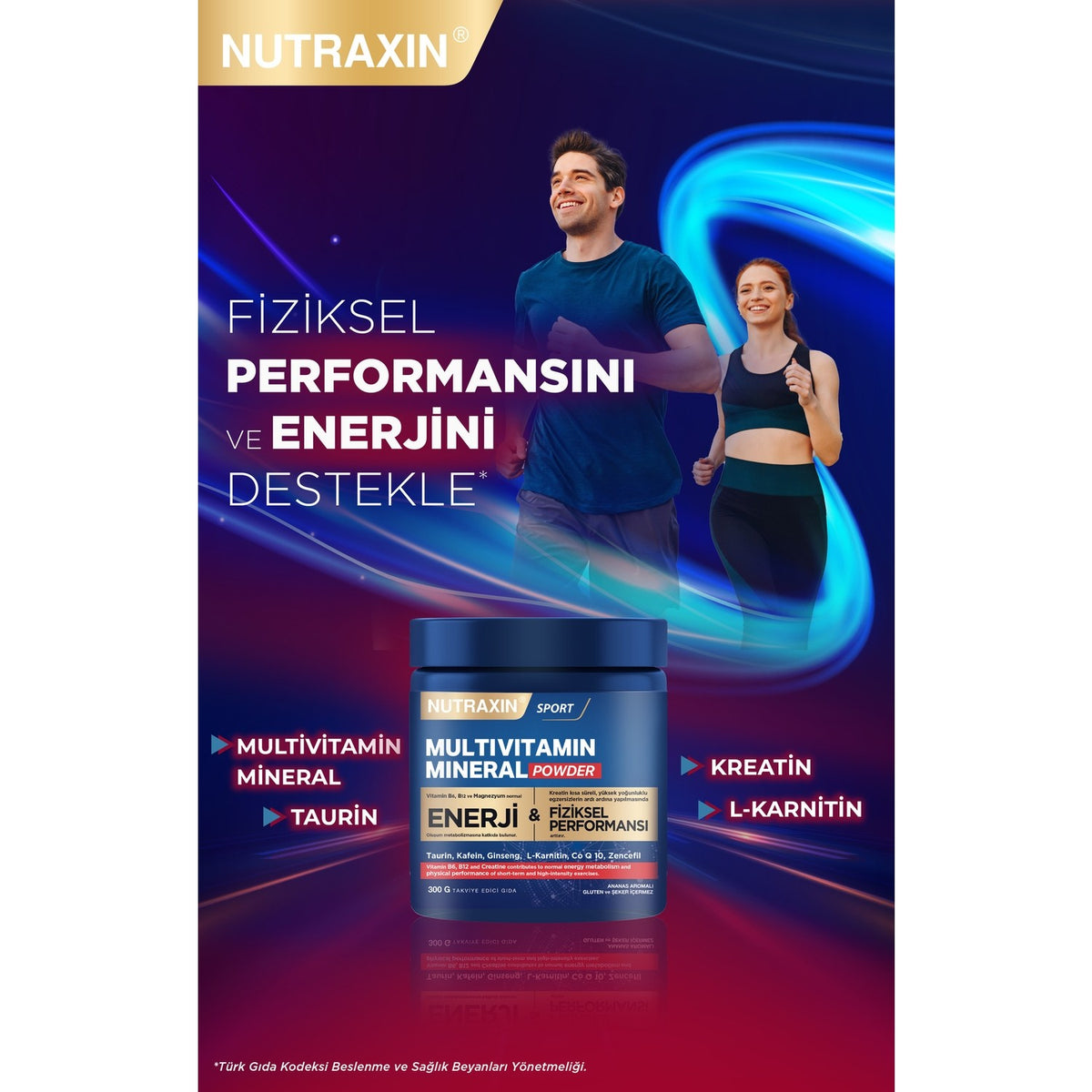 Nutraxin 300 g Multivitamin Mineral Powder For Adults Turkey Origin Energy Support - MALLTURK