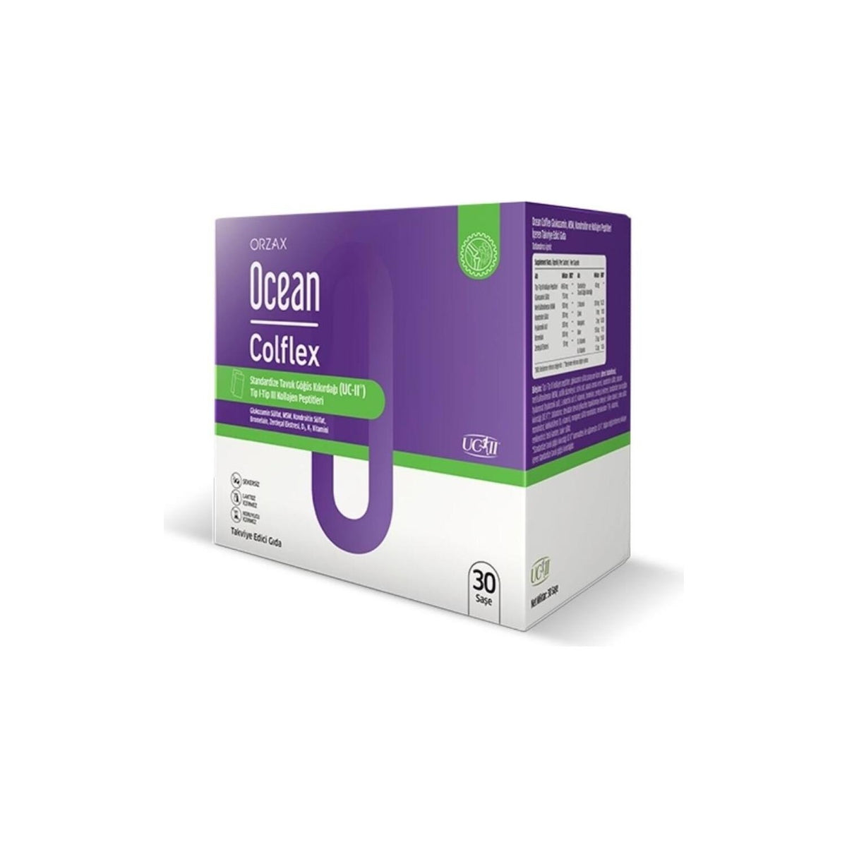 Orzax Ocean Colflex 30 Sachet Unflavored Dietary Supplement Turkey Origin Ingredient Information 850081345053 - MALLTURK