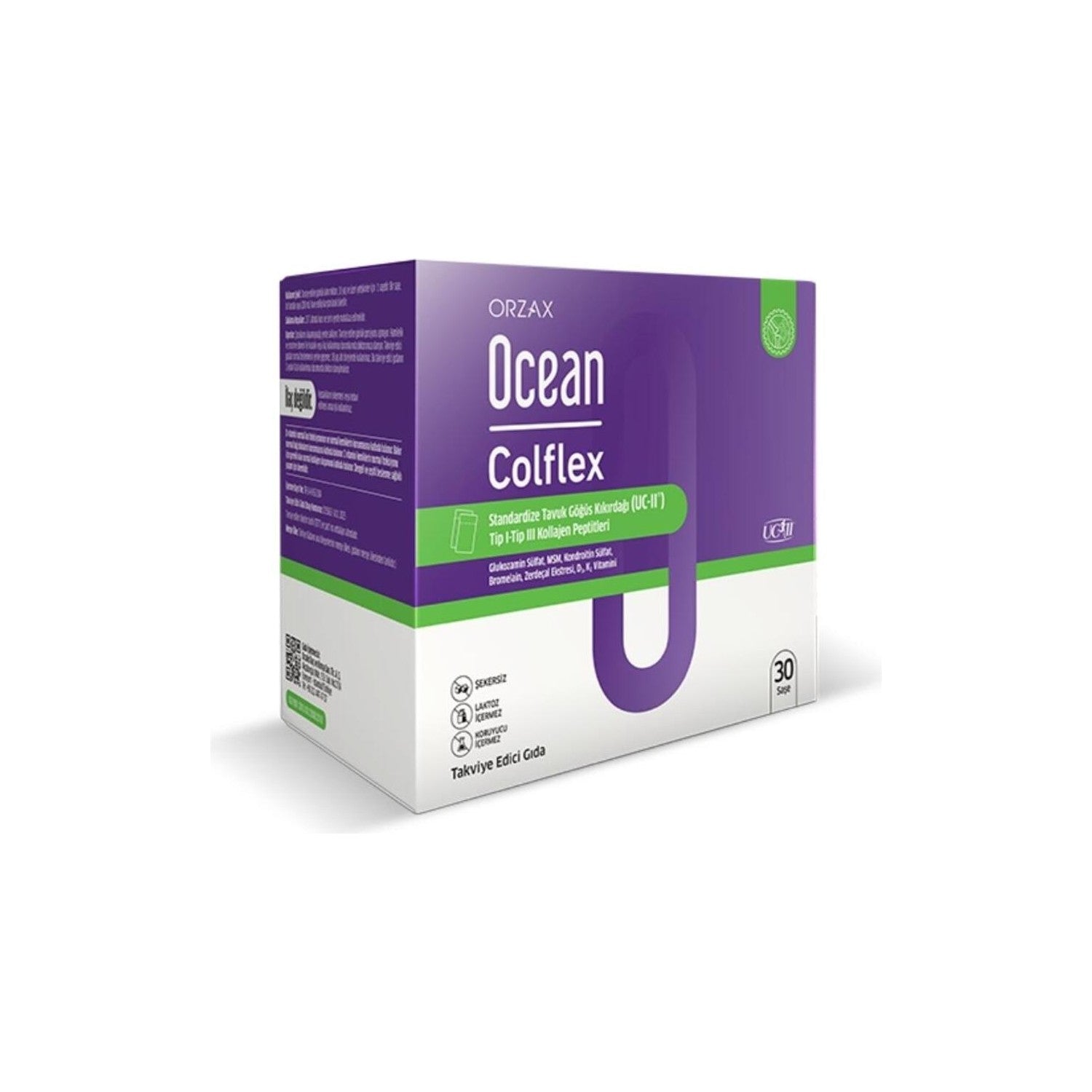 Orzax Ocean Colflex 30 Sachet Unflavored Dietary Supplement Turkey Origin Ingredient Information 850081345053 - MALLTURK